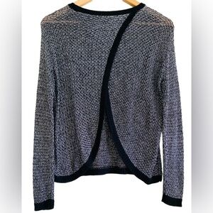 MASON By Michelle Mason Lightweight Open Knit Metallic Wrap Back Pullover Top PS